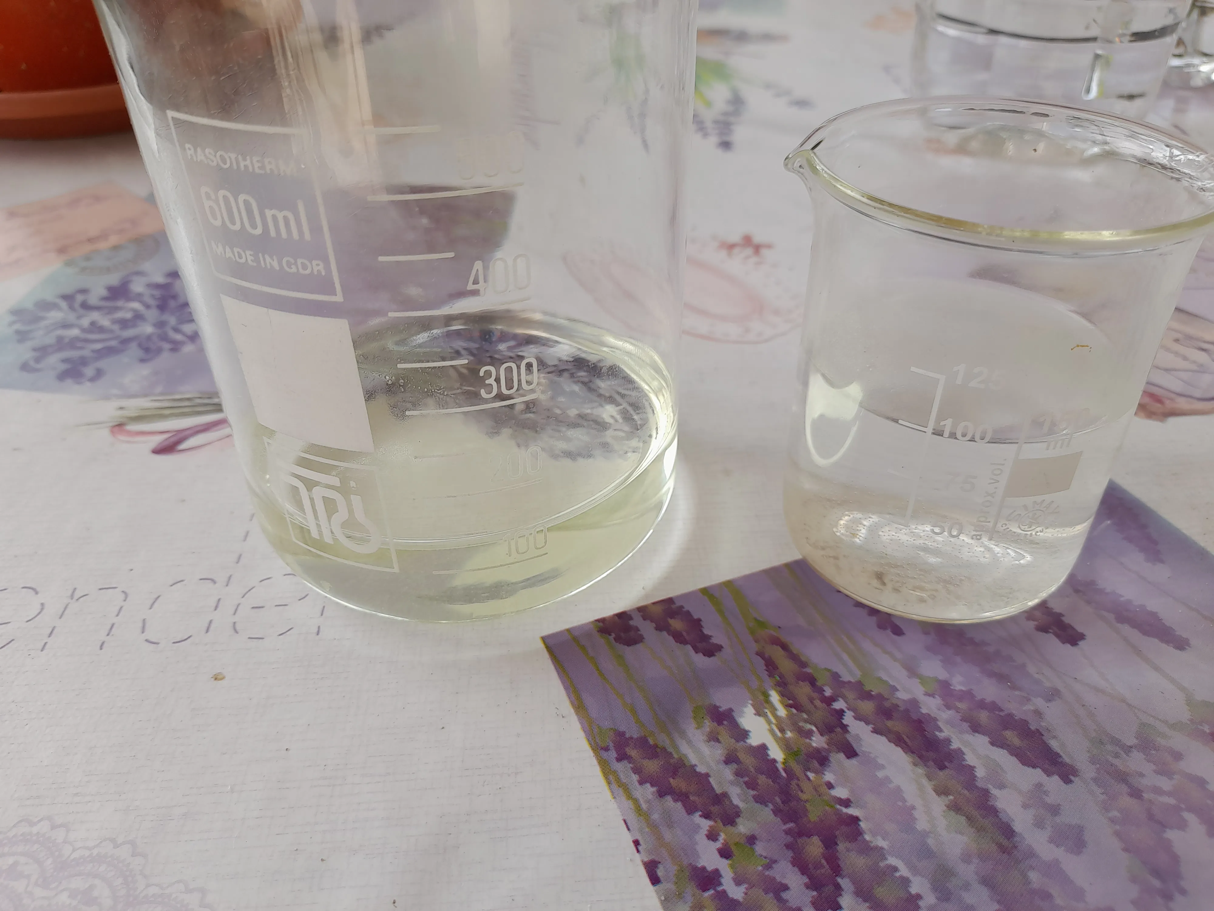 NaWO4 and CaCl2 dissolved in distilled water