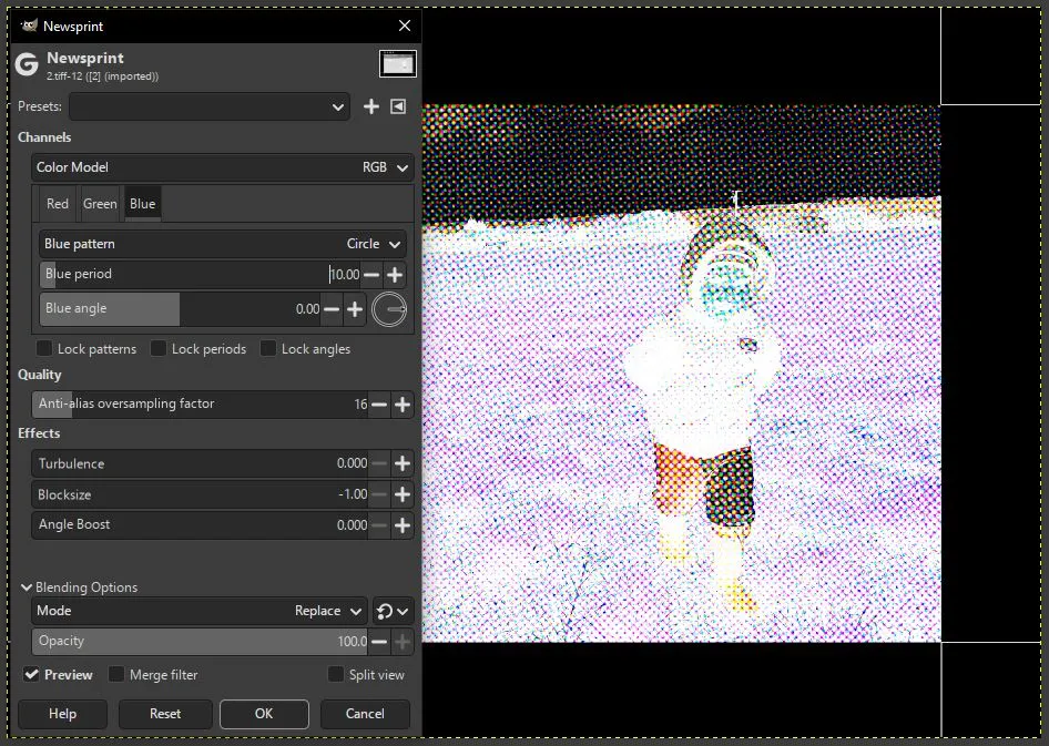 GIMP newsprint filter