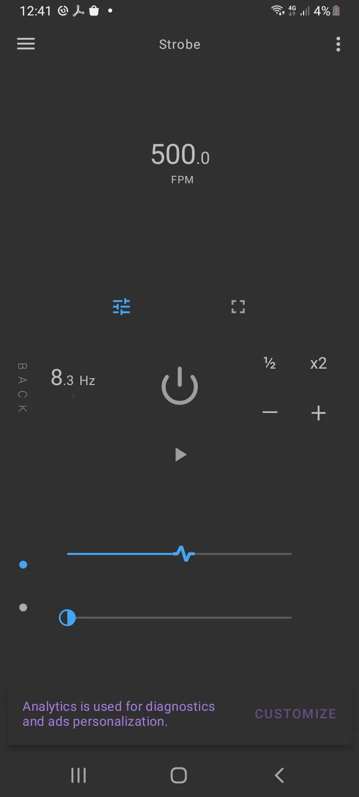 Strobe app on a smartphone